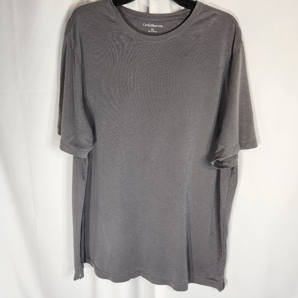 Croft & Barrow Grey Short Sleeve Tee Shirt with Side Slits Size XLarge